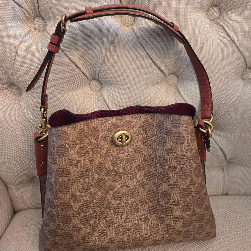 Authentic Coach Monogram Willow Brown and Tan Shoulder Bag
